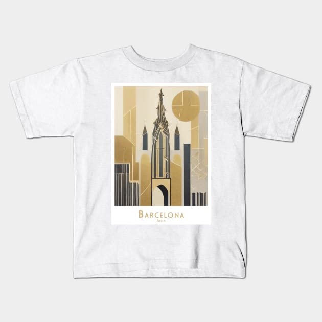 Spain Abstract Barcelona Architecture Kids T-Shirt by POD24